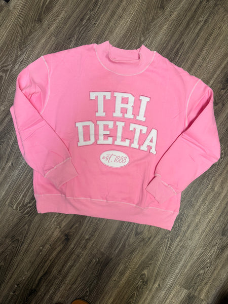 Tri Delta Mock Neck -Pink