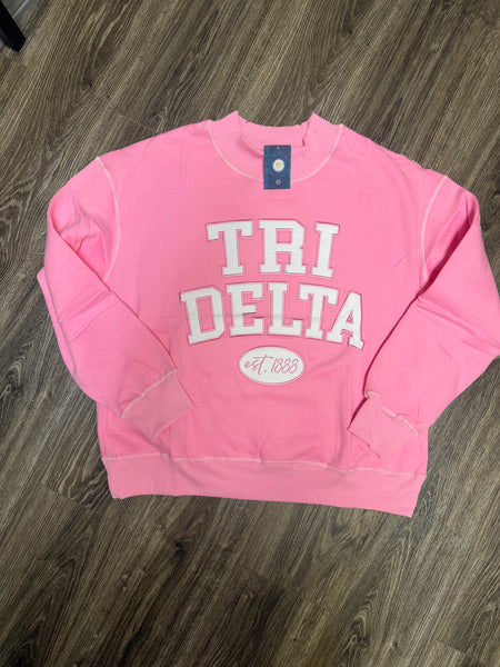 Tri Delta Mock Neck -Pink