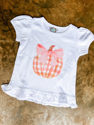 Gingham pumpkin ruffle tee